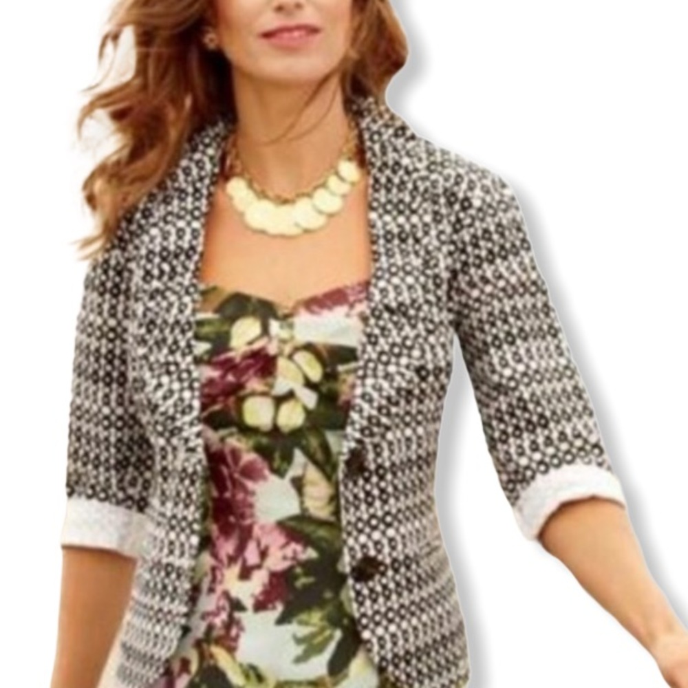 🌺CABI Du Jour Black Circle Fitted Jacket - Size 4